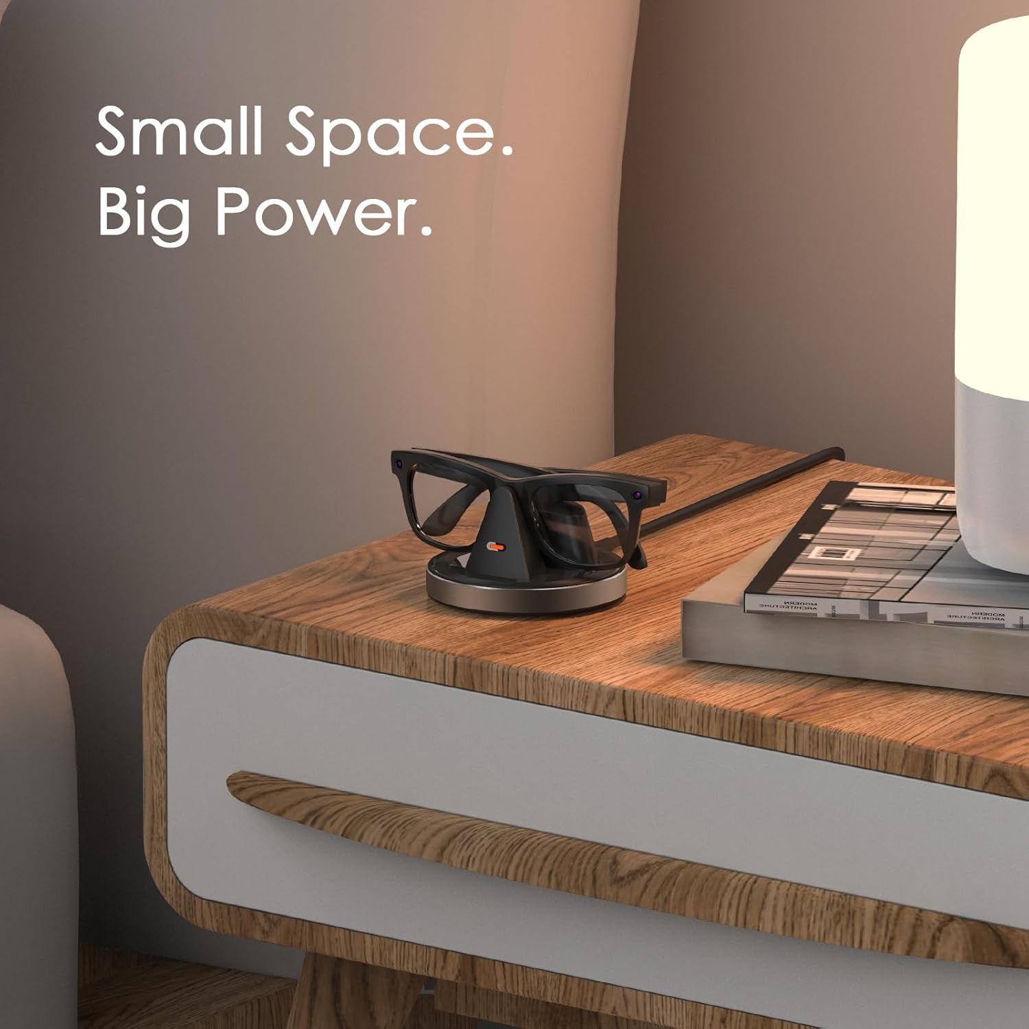 Estación de carga para gafas Meta Ray-Ban - Cargador portátil compacto Wayfarer, Skyler y Headliner, compatible con Oakley Meta HSTN, indicador LED, gris espacial