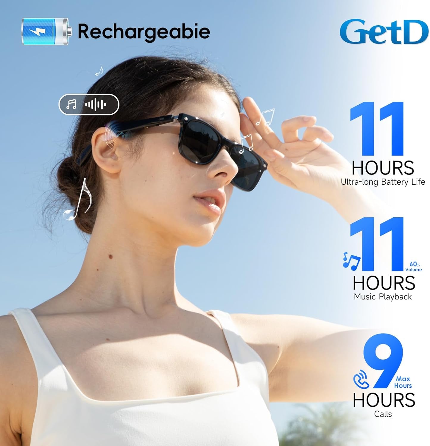 AI Glasses for Men & Women, Smart Glasses Powered by Chatgpt, AI Real-Time Translation with 147 Languages, 11H Music Play, Bluetooth Sunglasses with Polarized Lens, UV Protection for Daily Use, Travel