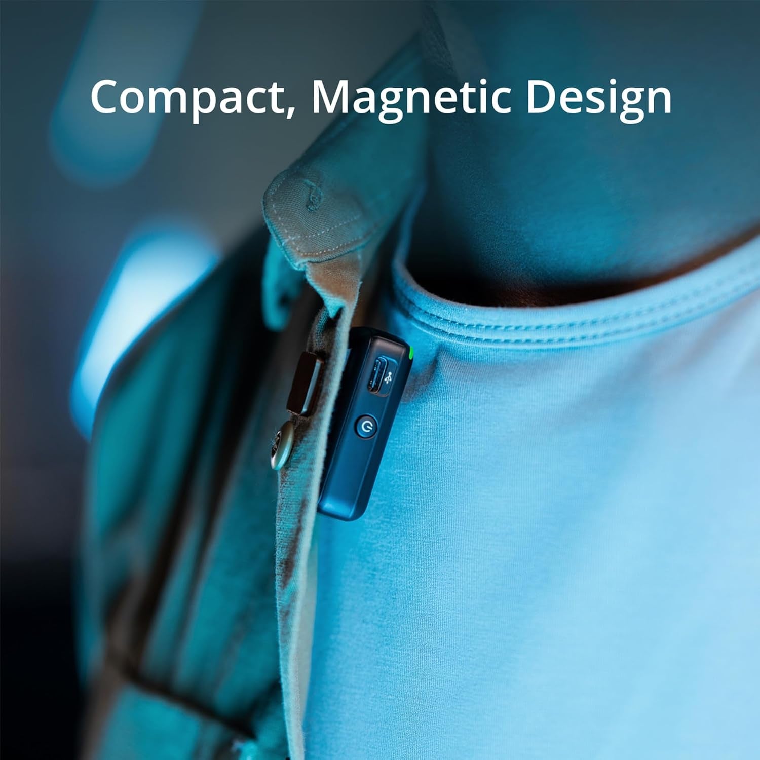 Mic 2-Person Compact OLED Touchscreen Wireless Mic System with Two Condenser Lavalier Microphones Bundle