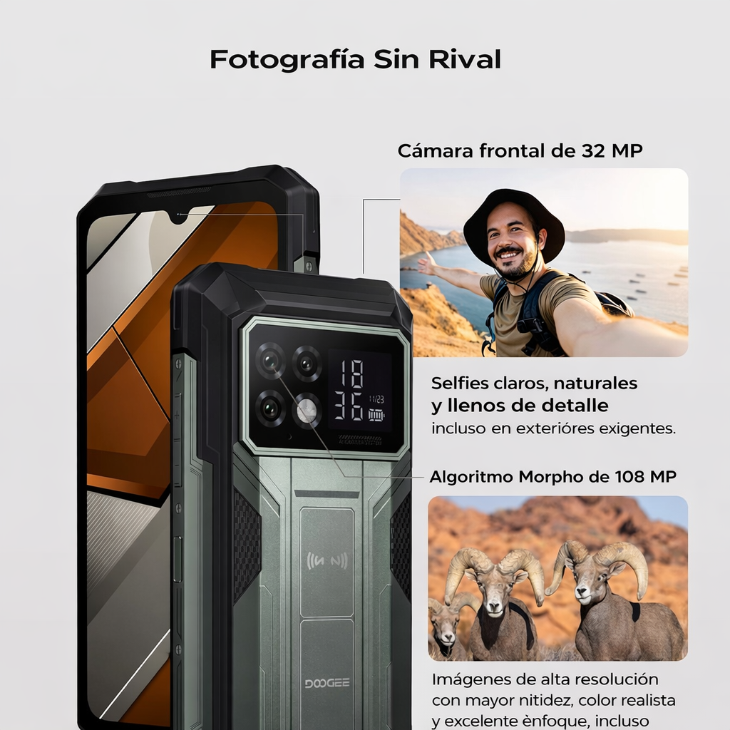 DOOGEE S200 Max 5G - Celular Indestructible 22000mAh con Pantalla Trasera | 36GB+512GB