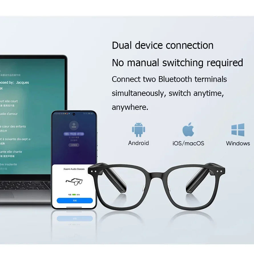 Xiaomi Lentes de Audio inteligentes auriculares Bluetooth 5,2 escuchar música tiempo de espera Ultra largo gestos personalizables