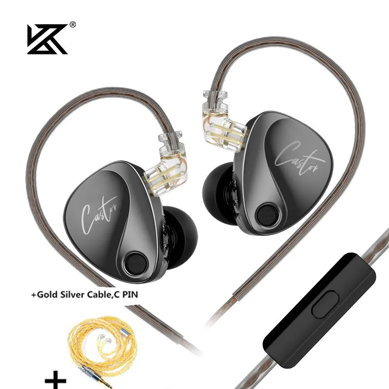 Audífonos KZ Castor 2DD | Sonido HiFi Profesional Sintonizable | Monitor In-Ear