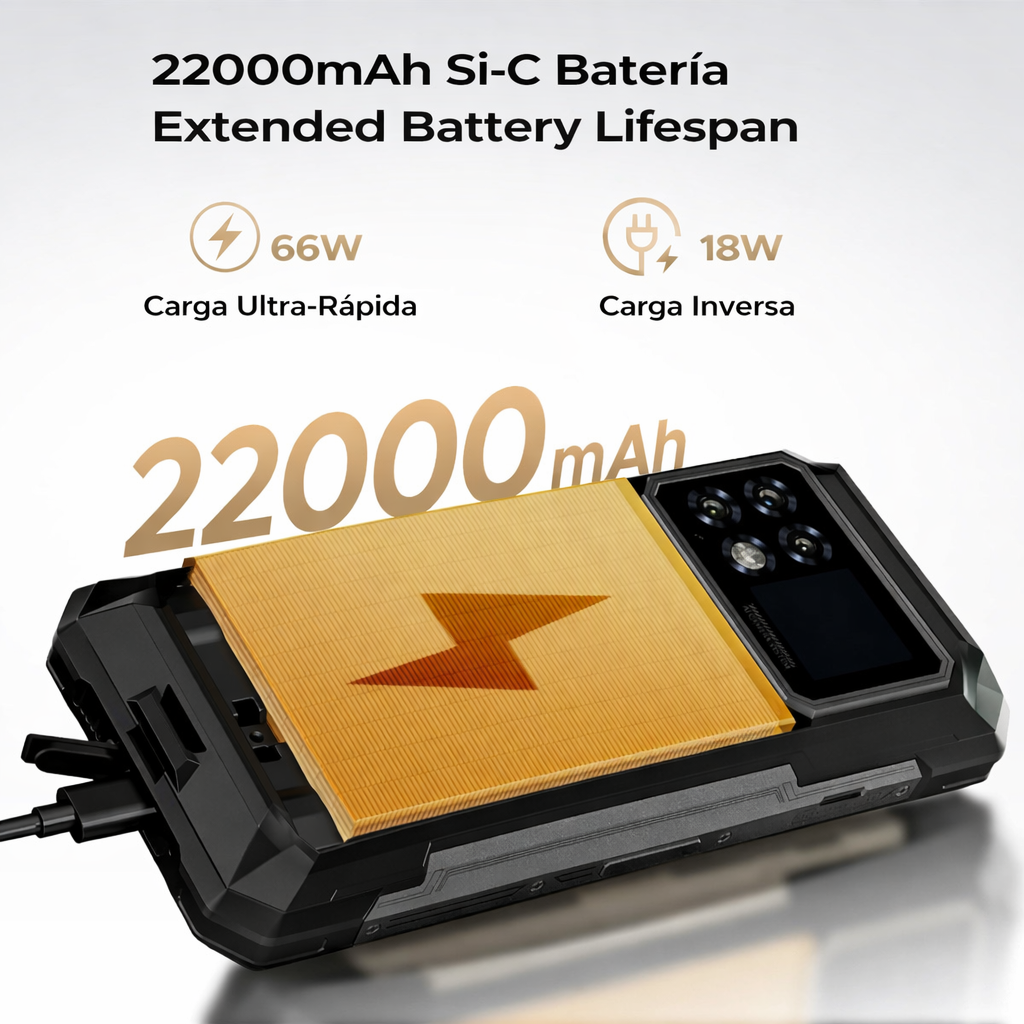 DOOGEE S200 Max 5G - Celular Indestructible 22000mAh con Pantalla Trasera | 36GB+512GB