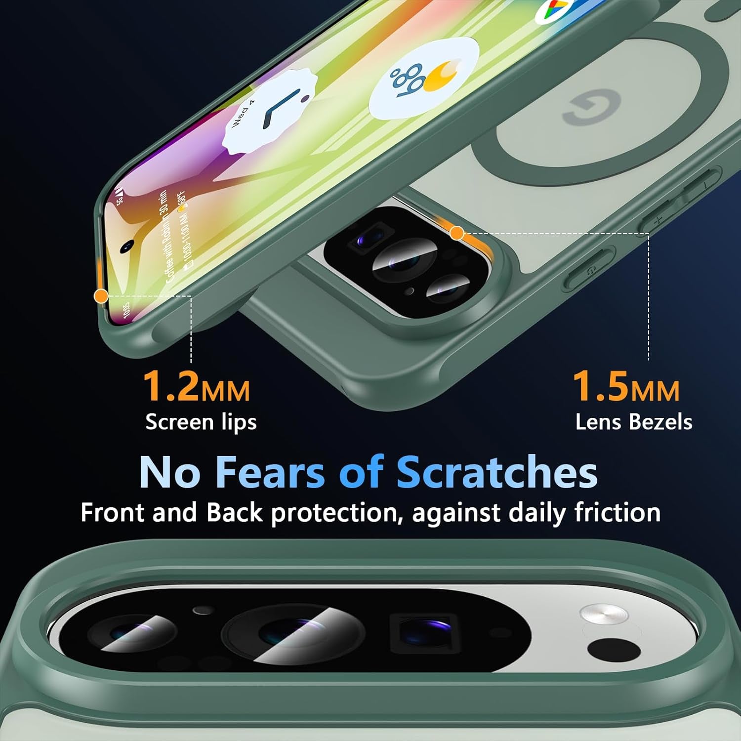 Funda para Google Pixel 10/10 Pro compatible con Magsafe con vidrio templado, [A prueba de golpes, militar], magnética, translúcida, delgada, protectora para Pixel 10/Pixel 10 Pro, verde