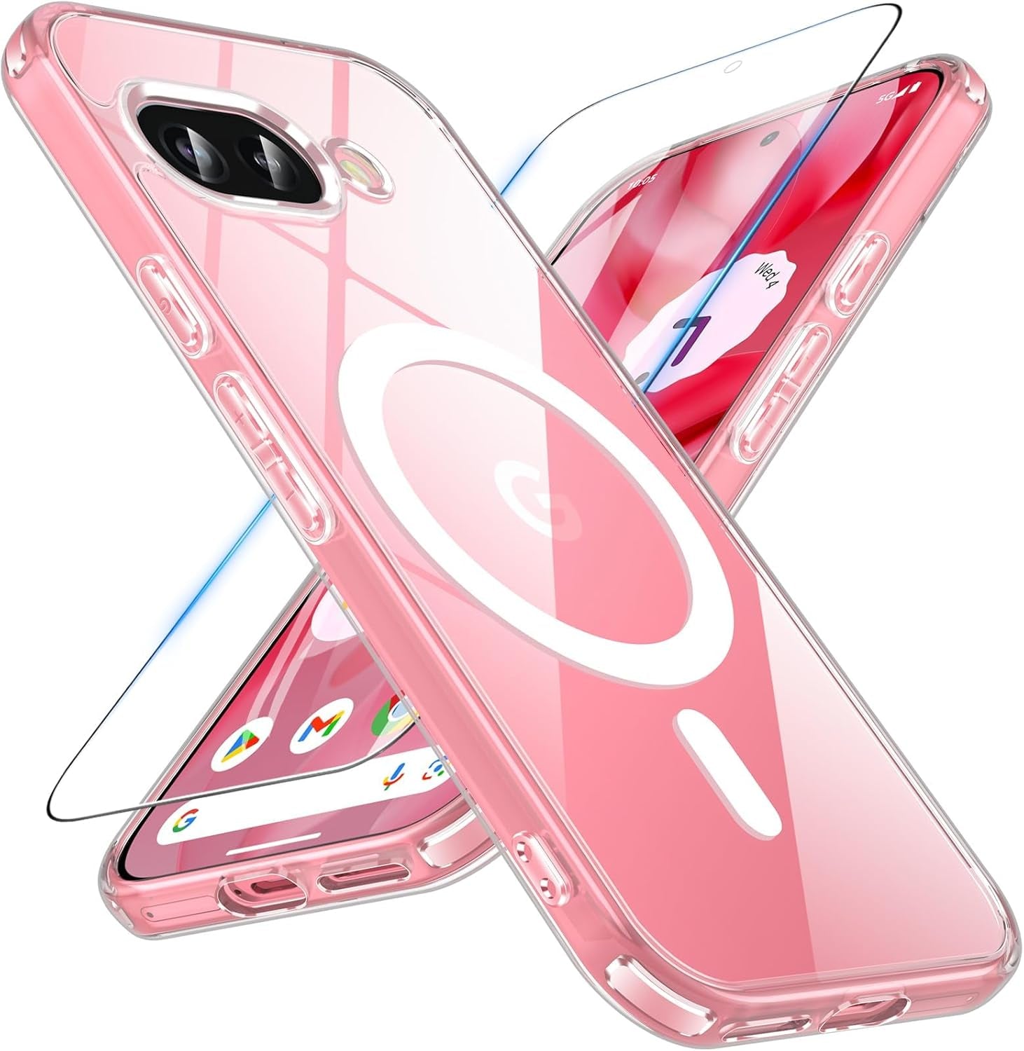 Funda para Google Pixel 10/10 Pro compatible con Magsafe con vidrio templado, [A prueba de golpes, militar], magnética, translúcida, delgada, protectora para Pixel 10/Pixel 10 Pro, verde