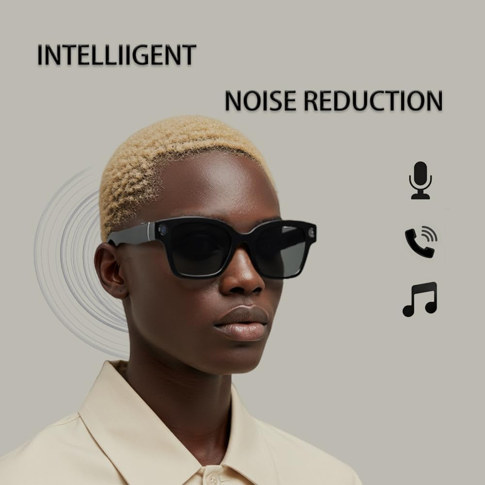 4K Camera Glasses, AI Smart Glasses with Real-Time Translation & Object Recognition,32Gb Storage, Max 10Hrs Playtime | 2 Lens Set（Transparent&Black for Outdoor,Work,Travel, Business - Black