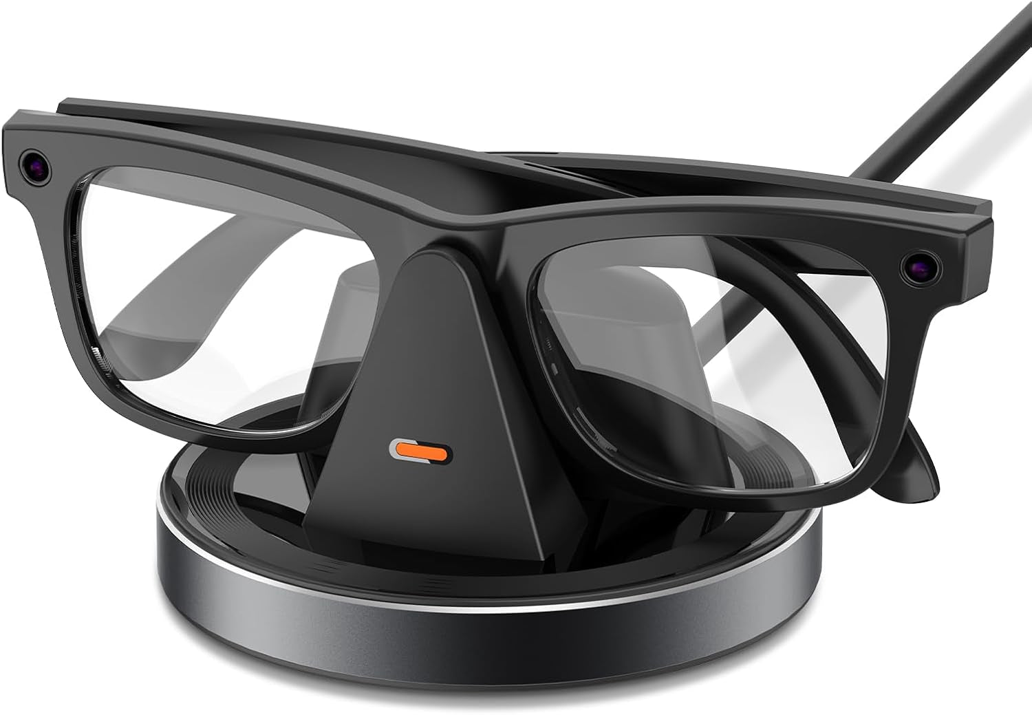 Estación de carga para gafas Meta Ray-Ban - Cargador portátil compacto Wayfarer, Skyler y Headliner, compatible con Oakley Meta HSTN, indicador LED, gris espacial