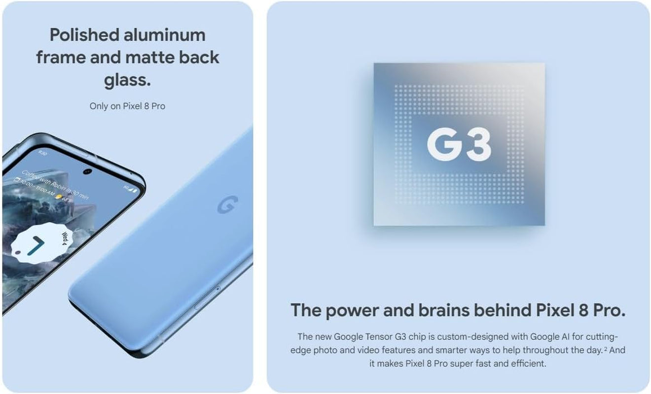 Pixel 8 Pro - Unlocked Android Smartphone with Telephoto Lens and Super Actua Display - 24-Hour Battery - Mint - 128 GB
