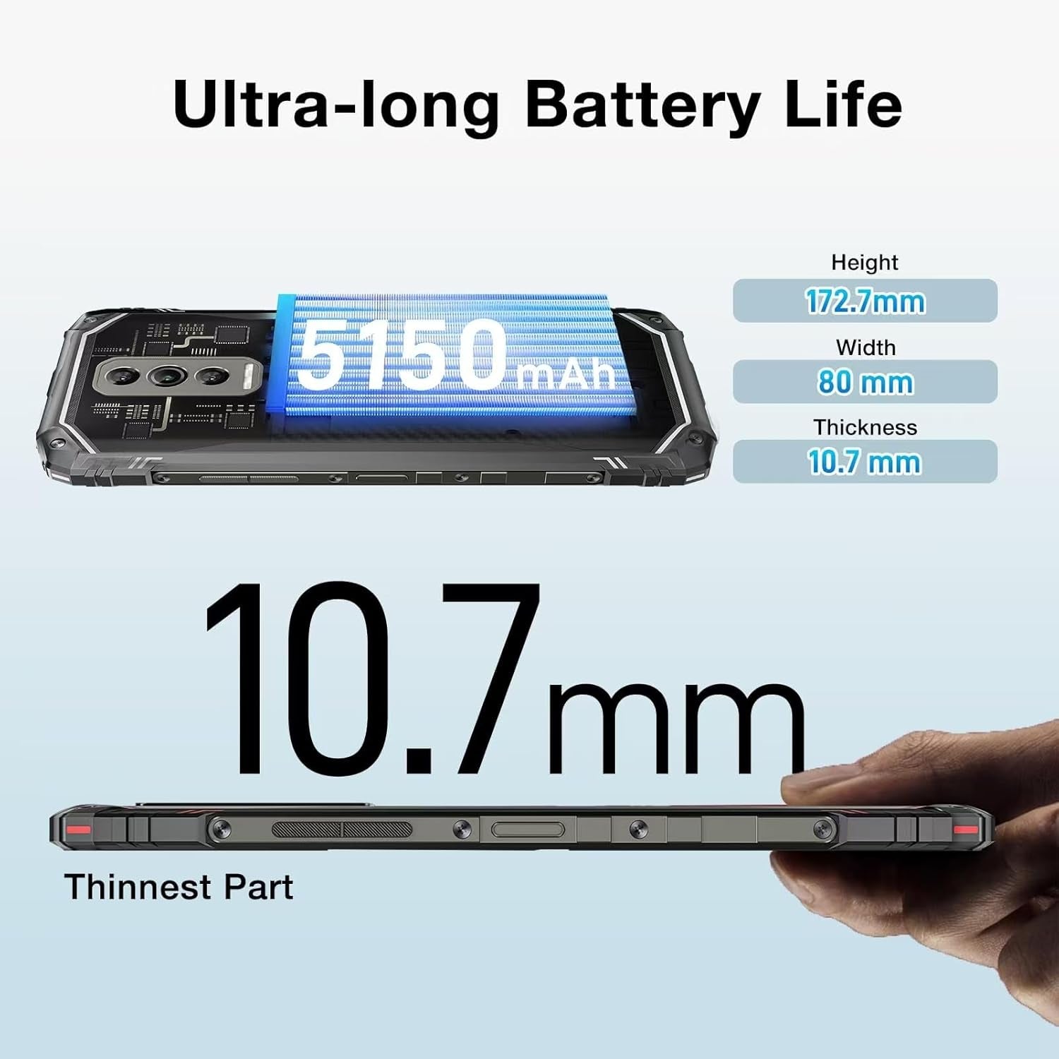 Blade 10 Ultra (2025) Android 15 Rugged Smartphone, 32GB RAM+256GB ROM Rugged Phone Unlocked, 6.56''90Hz Display,50Mp Camera, IP68/IP69K Waterproof Phones, Face ID/NFC/GPS/OTG