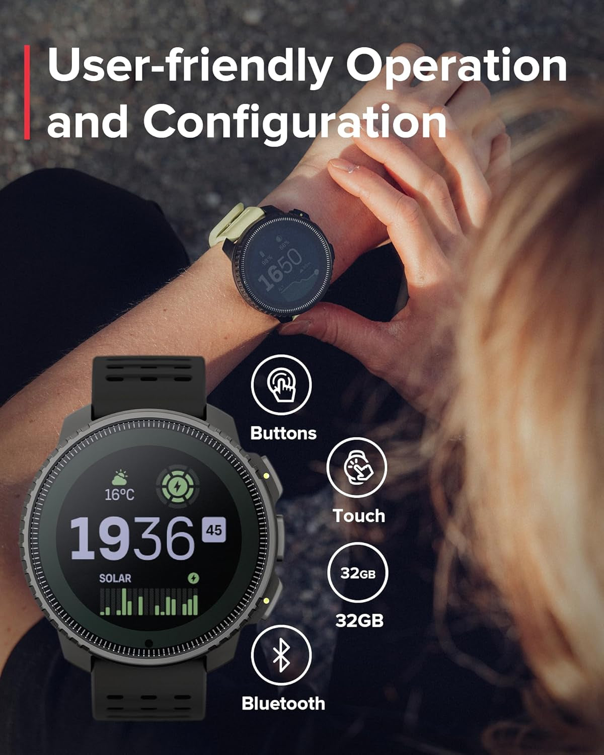 Vertical GPS Adventure Watch, Activity Tracker W/Dual-Band GNSS & Offline Maps, Supports 95+ Sports, Training Metrics & Recovery Insights, Solar Charging Opt. for 1Yr Daily Use