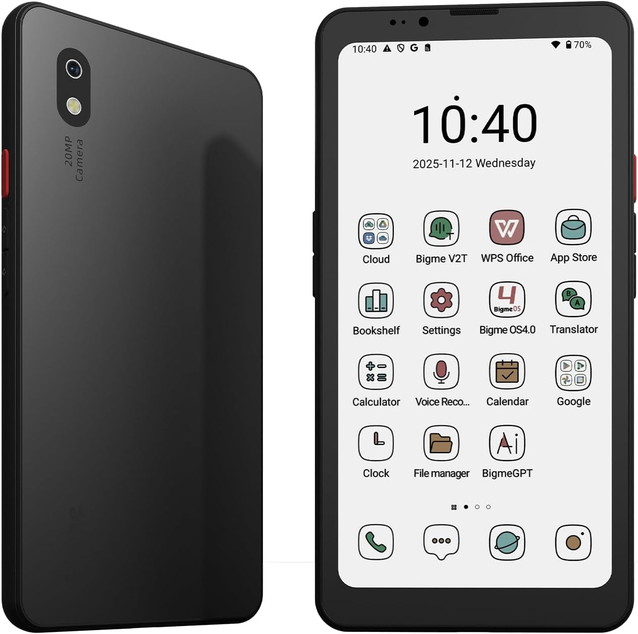 Hibreak Pro Color Epaper Phone, 8+256 GB 5G Smart Phone, Android 14 OS Ebook Reader, White (White)