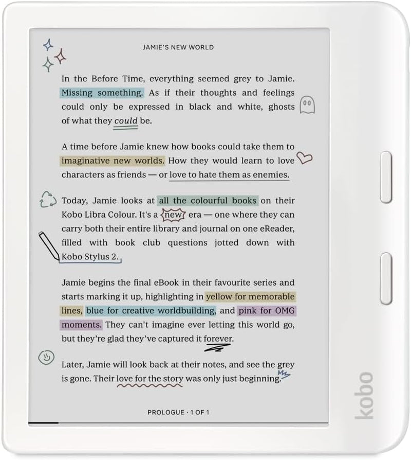 Libra Colour | Ereader | 7” Glare-Free Colour E Ink Kaleido™ 3 Display | Dark Mode Option | Audiobooks | Waterproof | Black