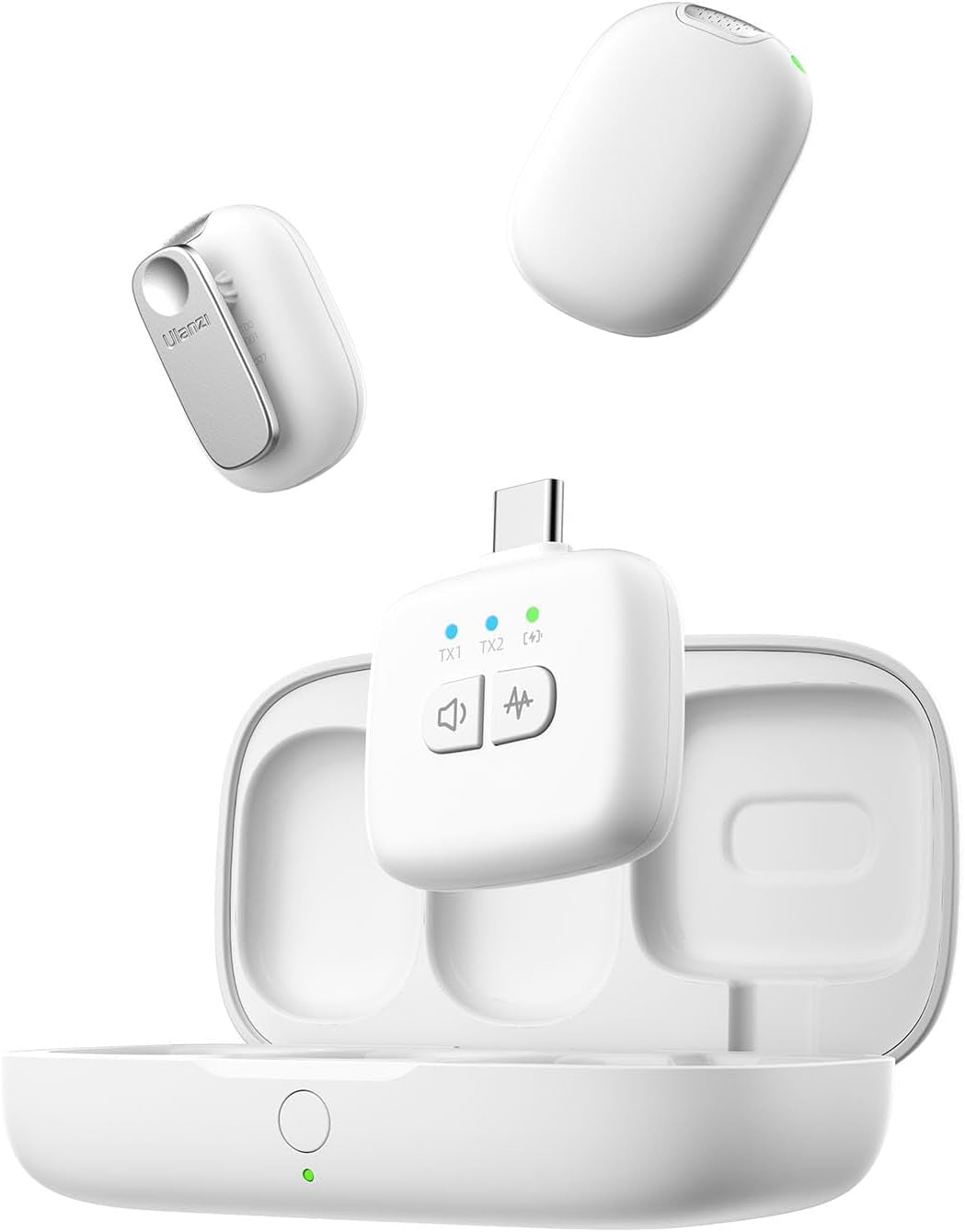 A30 Tiny Mic Magnetic (White), Wireless Lavalier Microphone Mini Size, Noise Cancellation, 164 Ft Range, 20H Battery Life, Lapel Microphone for Video Recording, DSLR, Iphones, Android, PC