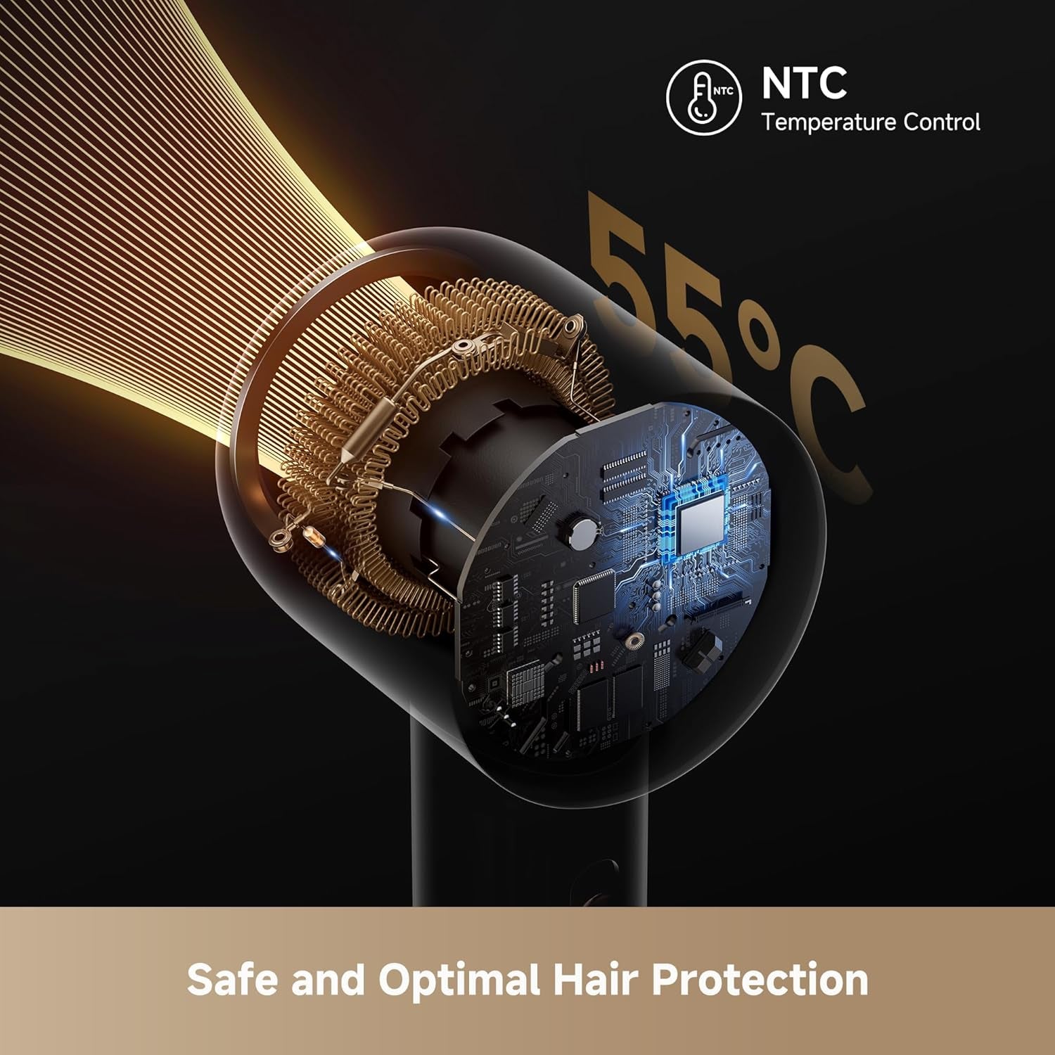 Glory Mix High-Speed Hair Dryer, Dual Voltage, 3 Magnetic Nozzles, Perfume Infusion, Customized Fragrant Drying, NTC Control, 300M Negative Lons, 110,000RPM Motor, 336G Lightweight, Gold