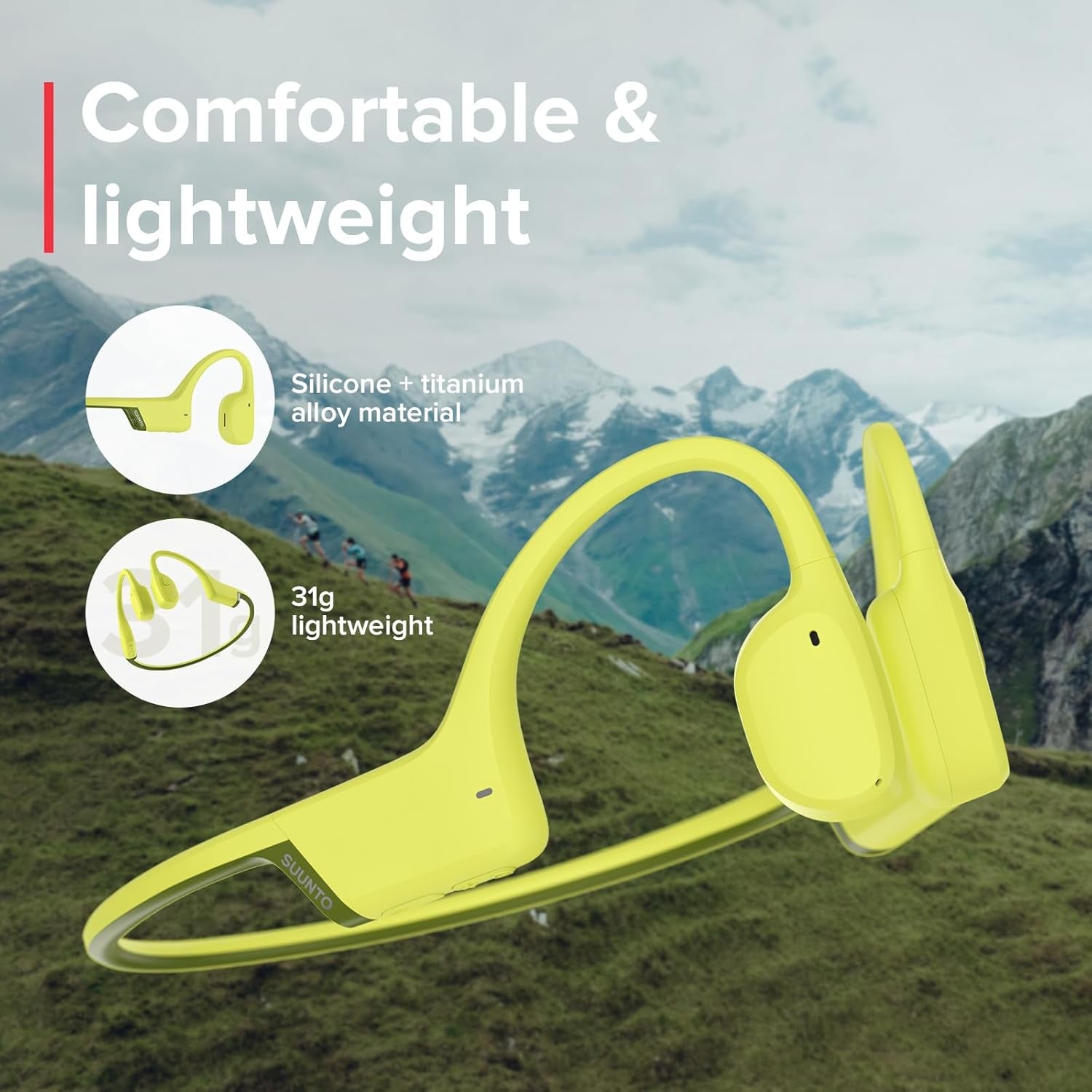 Sonic Open-Ear Bone Conduction Sports Headphone, Bluetooth Wireless Headset W/Enhanced Bass & Multipoint Connection, 10H Playtime W/Fast Charging, Built-In Dual Mics, Waterproof & Lightweight