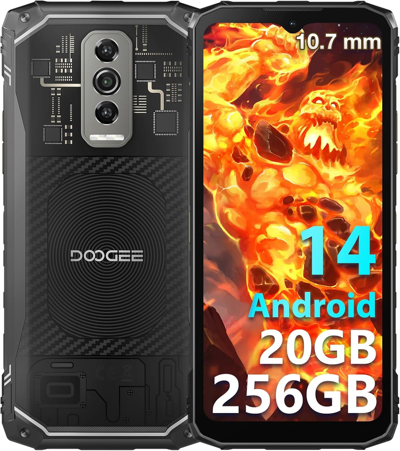 Blade 10 Ultra (2025) Android 15 Rugged Smartphone, 32GB RAM+256GB ROM Rugged Phone Unlocked, 6.56''90Hz Display,50Mp Camera, IP68/IP69K Waterproof Phones, Face ID/NFC/GPS/OTG