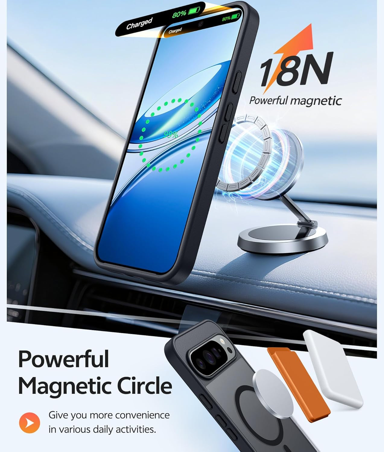 Funda para Google Pixel 10 y 10 Pro: Funda para Pixel 9 y 9 Pro | Funda magnética mate, resistente, translúcida y a prueba de golpes - Protección militar, resistente y delgada (6.3 pulgadas/Negro)