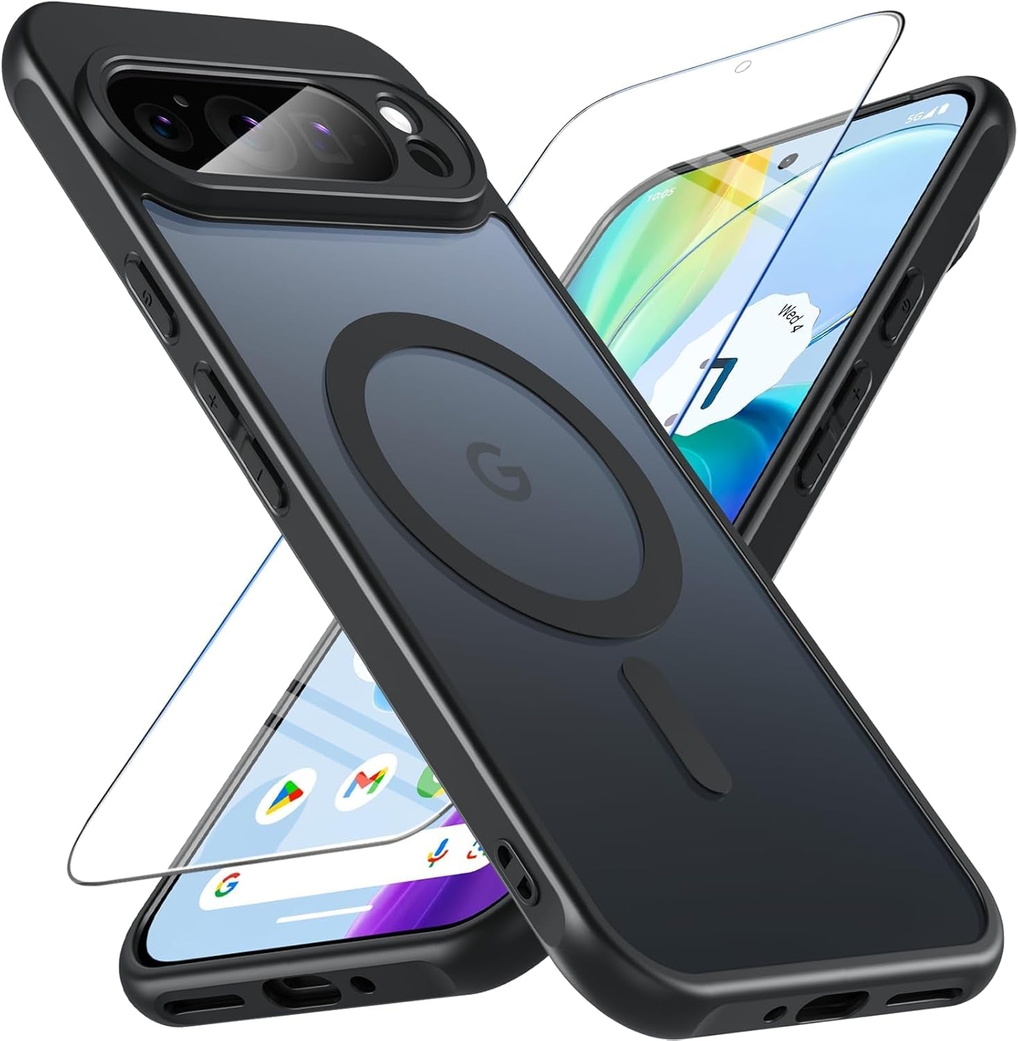 Funda para Google Pixel 10/10 Pro compatible con Magsafe con vidrio templado, [A prueba de golpes, militar], magnética, translúcida, delgada, protectora para Pixel 10/Pixel 10 Pro, verde