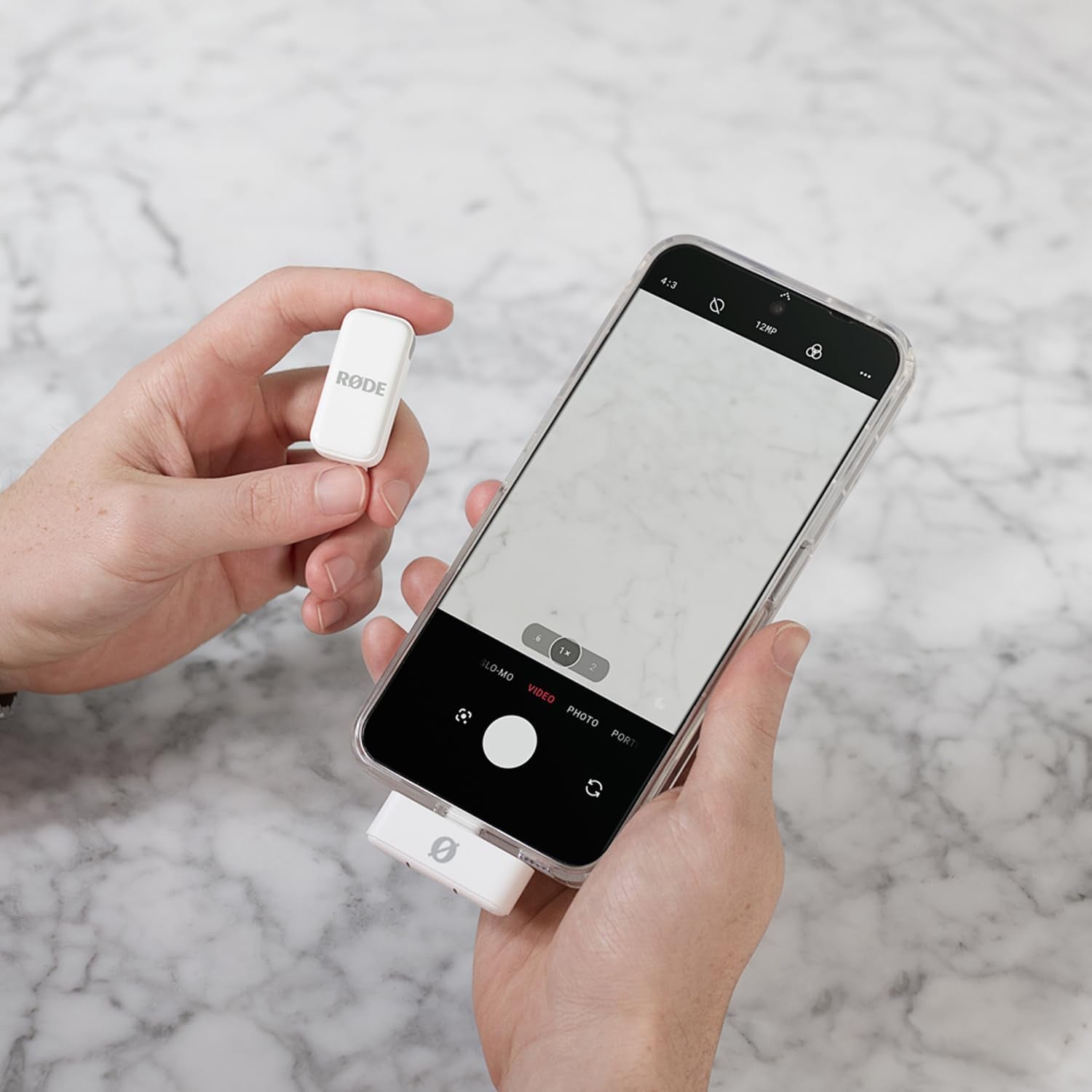 Wireless Micro - Compact Wireless Microphone, Two Mics with Charge Case for Smartphone Content Creation - USB-C, White