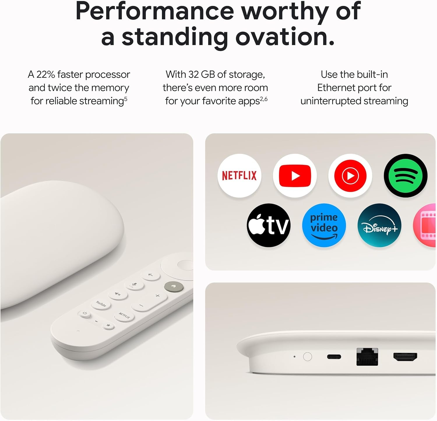 TV Streamer 4K - Fast Streaming Entertainment on Your TV with Voice Search Remote - Watch Movies, Shows, Live TV, and Netflix in 4K HDR - Smart Home Control - 32 GB of Storage - Porcelain